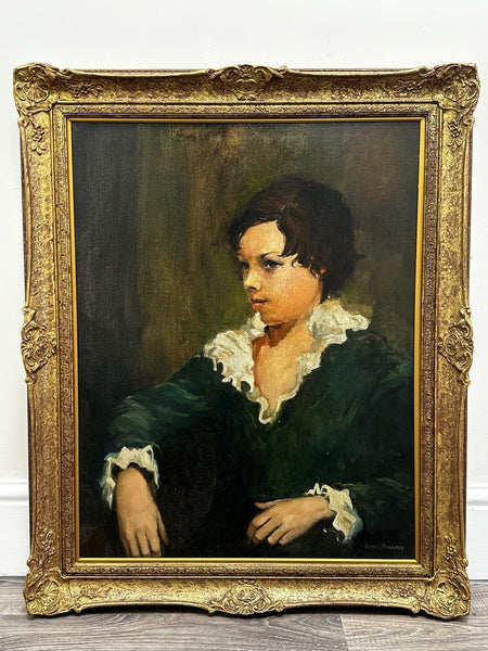 Oil Painting Portrait Angelic Young Man In Frilly Collar By George Thompson - Cheshire Antiques Consultant