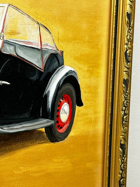 Oil Painting Portrait Classic Automobile 1950 MG TD 1500 Black Roadster Car - Cheshire Antiques Consultant