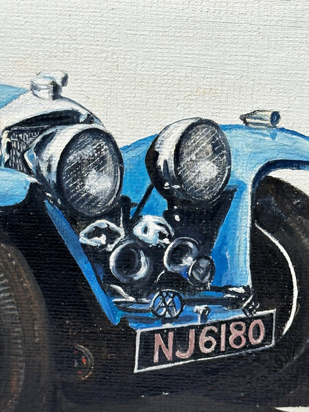 Oil Painting Portrait Classic Automobile Riley MPH 12/6 Racing Blue Car - Cheshire Antiques Consultant