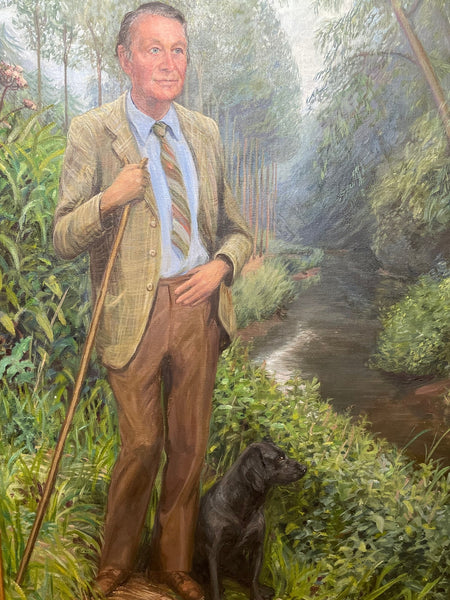 Oil Painting Portrait Gentleman With Dog In Mortimer Forest By Rosemarie Timmis - Cheshire Antiques Consultant