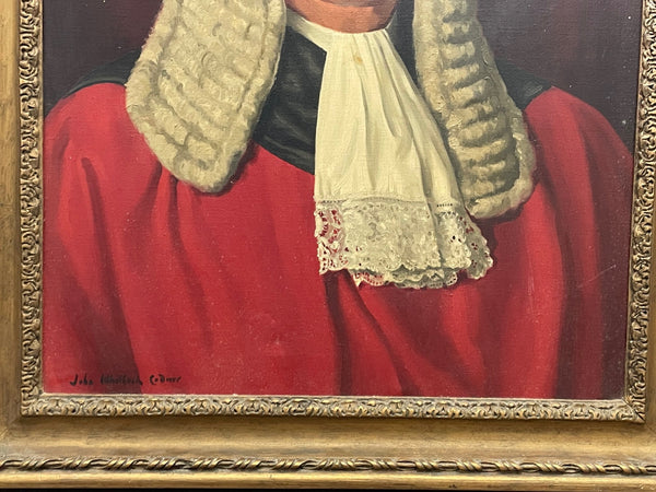Oil Painting Portrait Of Judge Paul Storr Red Court Dress By John Whitlock Codner - Cheshire Antiques Consultant