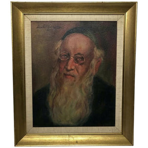 Oil Painting Portrait "Unknown Jewish Israeli Rabbi" Signed Anschul - Cheshire Antiques Consultant