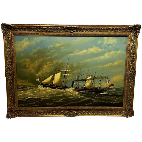 Oil Painting Transatlantic Marine Sailing Steam Ship SS Great Britain By Salvatore Colacicco - Cheshire Antiques Consultant