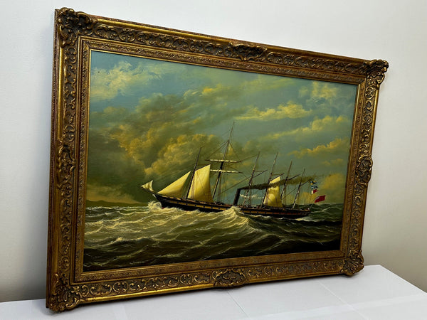 Oil Painting Transatlantic Marine Sailing Steam Ship SS Great Britain By Salvatore Colacicco - Cheshire Antiques Consultant
