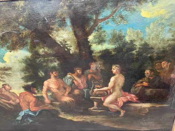 Old Master 18th Century Oil Painting Classical Figures Musical Recital & Satyrs - Cheshire Antiques Consultant
