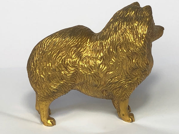 Original Art Deco Gilt Bronze Spitz Dog Animal Car Mascot Signed A G Ward - Cheshire Antiques Consultant