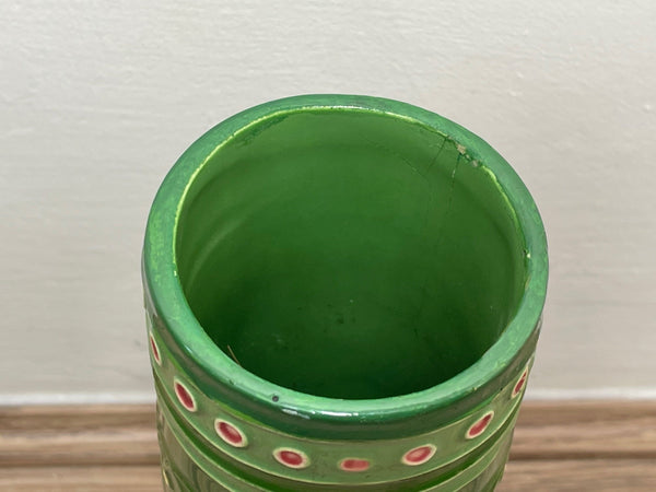 Original Art Nouveau Eichwald Pottery Green Glazed Rocket Flower Vase - Cheshire Antiques Consultant