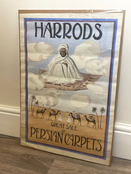 Original Harrods Poster "Great Sale Of Persian Carpets" - Cheshire Antiques Consultant