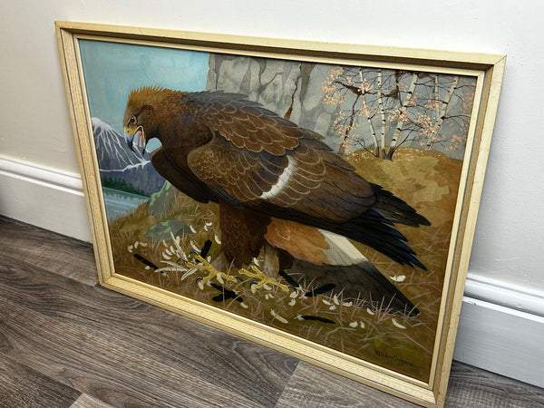 Ornithology Painting "Golden Eagle" Bird Of Prey By Ralston Gudgeon - Cheshire Antiques Consultant