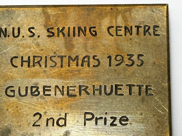 Pair Austrian Art Deco Bronze Award Medal Medallions Skiing Winner & Runner Up - Cheshire Antiques Consultant