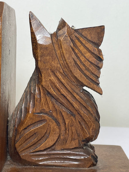 Pair Decorative Scottish Terrier Dogs Carved Sculptures Bookends - Cheshire Antiques Consultant