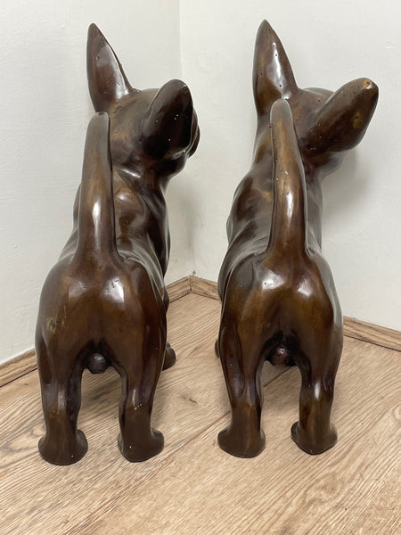 Pair Stylish Collectible Life Size Bronze Chihuahuas Dog Sculptures - Cheshire Antiques Consultant