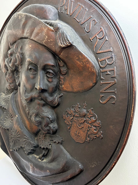 Portrait Baroque Flemish Artist Sir Peter Rubens Copper Wall Sculpture - Cheshire Antiques Consultant