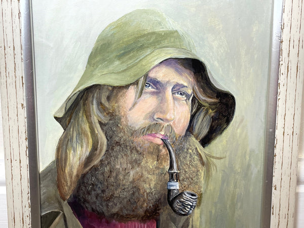 Portrait Oil Painting Cornish Fisherman Smoking Pipe Follower Of Newlyn School - Cheshire Antiques Consultant
