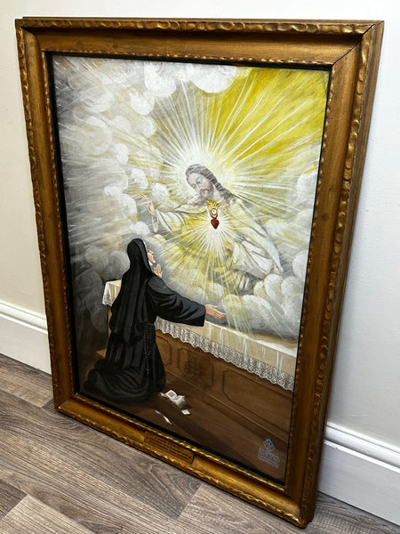 Religious Painting Jesus Of the Sacred Heart Appearing To St Margaret Mary - Cheshire Antiques Consultant