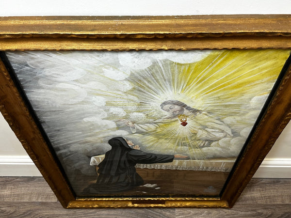 Religious Painting Jesus Of the Sacred Heart Appearing To St Margaret Mary - Cheshire Antiques Consultant