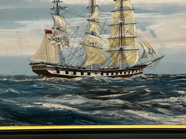 Seascape Marine Oil Painting Tall Sailing Ship East Indiaman Parramatta - Cheshire Antiques Consultant