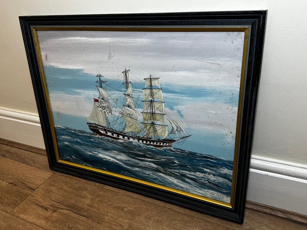 Seascape Marine Oil Painting Tall Sailing Ship East Indiaman Parramatta - Cheshire Antiques Consultant
