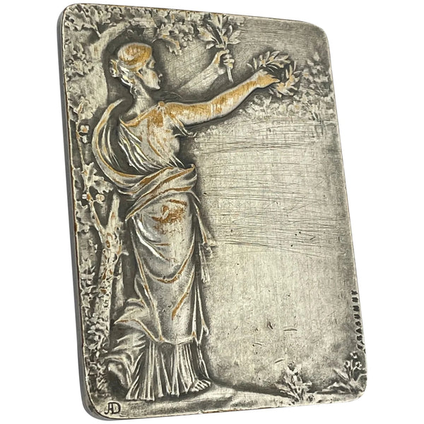Silvered Bronze Plaque Gloria Signed Felix Rasumny 1869-1940 - Cheshire Antiques Consultant