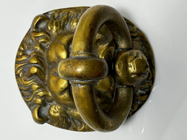 Solid Thick Brass Door Knocker Lion Face Head Circa 1920 - Cheshire Antiques Consultant