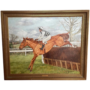 Sporting Oil Painting "Londolozi" Horse Jockey Racing Portrait Sue Wingate RCA 1947-2016 - Cheshire Antiques Consultant