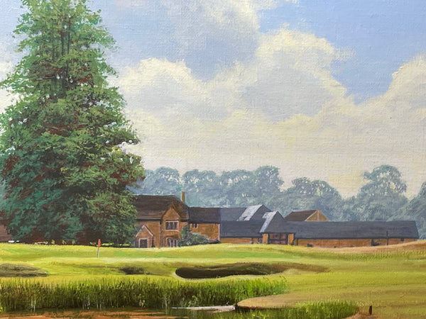 Sporting Oil Painting PGA Bowood Golf Course 18th Hole By David Morgan - Cheshire Antiques Consultant