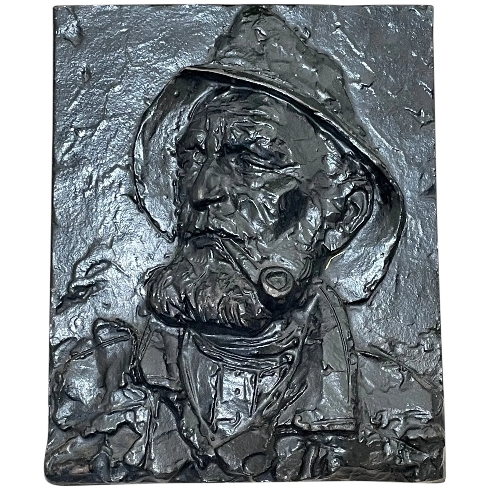 Stunning Sea Captain Pipe Smoker In High Relief Wall Plaque Sculpture - Cheshire Antiques Consultant