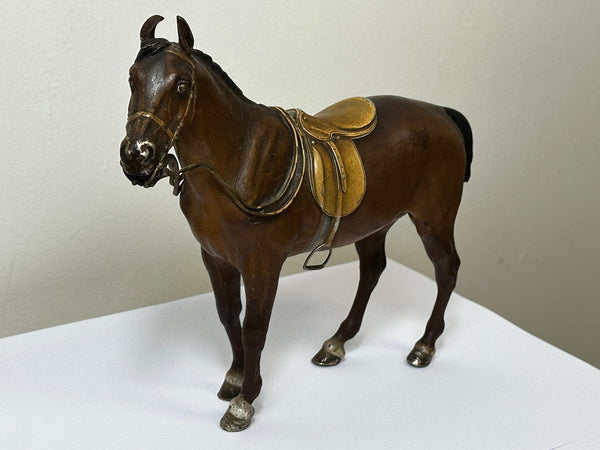 Victorian Austrian Bronze Sculpture Bay Hunter Horse By Franz Bergman - Cheshire Antiques Consultant