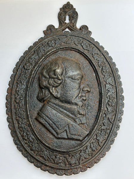 Victorian Cast Iron British William Gladstone Portrait Relief Wall Plaque - Cheshire Antiques Consultant