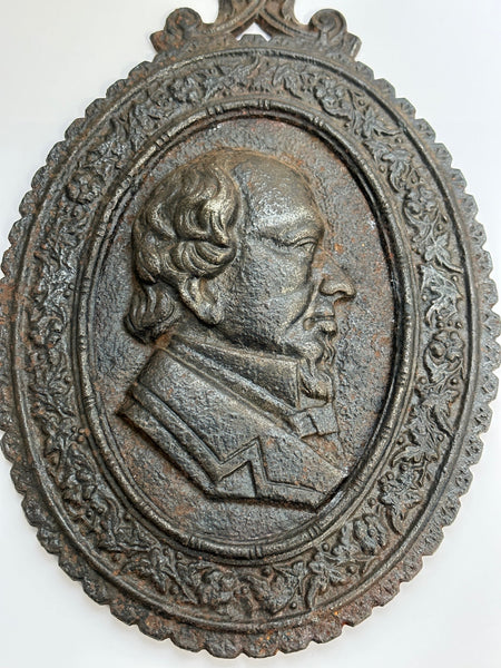 Victorian Cast Iron British William Gladstone Portrait Relief Wall Plaque - Cheshire Antiques Consultant