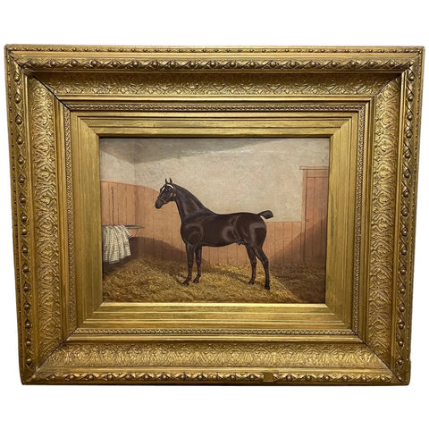 Victorian Equine Oil Painting Bay Hunter Horse By Albert Clark Snr 1821-1909 - Cheshire Antiques Consultant
