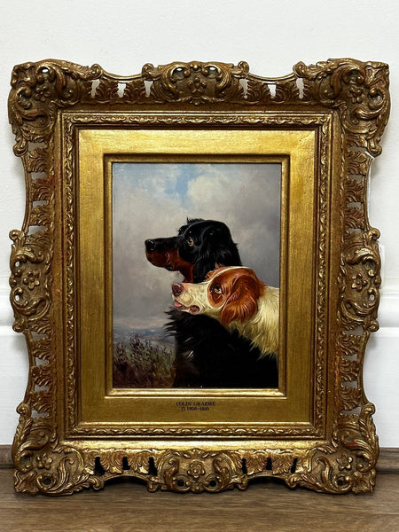 Victorian Hunting 2 Setter Gun Dogs Oil Painting By Colin Graeme Roe - Cheshire Antiques Consultant