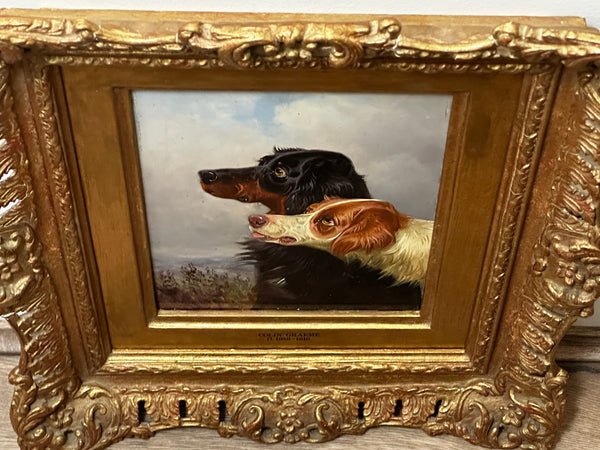 Victorian Hunting 2 Setter Gun Dogs Oil Painting By Colin Graeme Roe - Cheshire Antiques Consultant