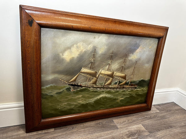 Victorian Oil Painting Four Masted Iron Merchant Ship Colony By Thomas G Purvis - Cheshire Antiques Consultant