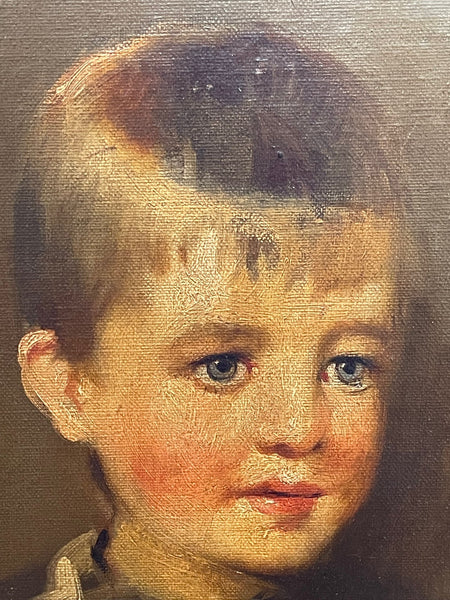 Victorian Oil Painting Portrait "Blue Eyes Blonde Boy Blue Eyes - Cheshire Antiques Consultant