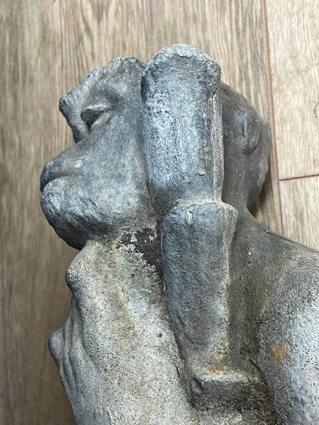 Victorian Thinking Monkey Garden Feature Lead Sculpture - Cheshire Antiques Consultant