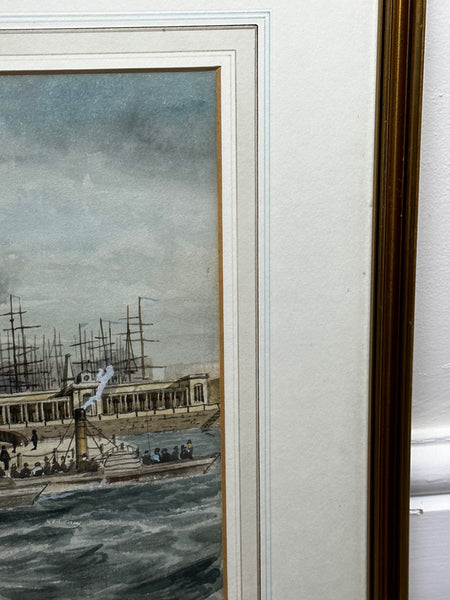 Victorian Watercolour Liverpool Paddle Ferry Ships Mersey McGahey - Cheshire Antiques Consultant