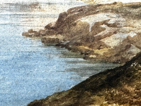 Watercolour Coastal Landscape Babbacombe Beach Devon by Samuel Edward Kelly - Cheshire Antiques Consultant