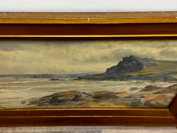 Watercolour Marine Cornwall Rocky Cliff Shoreline By A E Newling C1920 - Cheshire Antiques Consultant