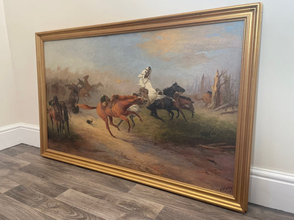 WW1 French Cavalry Battle Oil Painting After The Charge By Edith Alice Simkins - Cheshire Antiques Consultant