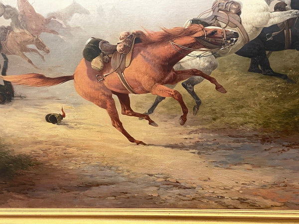 WW1 French Cavalry Battle Oil Painting After The Charge By Edith Alice Simkins - Cheshire Antiques Consultant